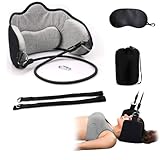 Hängematte für Nacken, Tragbares Halswirbel-Traktions-Gerät zur Schmerzlinderung von Nacken Schultern Muskelschmerzen, Memory-Schaum Nackenentspannung Massagegerät mit Augenmaske, für Büroangestellte