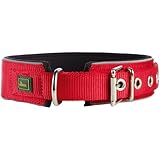 HUNTER NEOPREN REFLECT Hundehalsband, Nylon, Neopren gepolstert, reflektierend, 60 (L), rot/schwarz