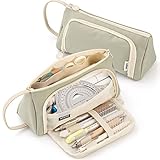 ONCCI Federmäppchen Mädchen Mäppchen Federtaschen Große Kapazität Teenager Etui Stifte Pencil Case für Schule & Büro (Creme-Grün)