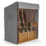 SANZARO Strandkorb Schutzhülle winterfest 120 cm passend für 110 breit – RipStop-Technologie mit 600D Oxford Stoff, Reißfest und UV Beständig, Abdeckhaube für Strandkörbe Wasserdicht, grau