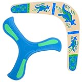 NieYat 2 Stück Bumerang Set, Boomerang,Holz Und Blauer Leucht Boomerangs Für Kinder Und Erwachsene, Ideal Für Outdoor Spiele, Camping Und Familienaktivitäten