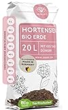 Bio Hortensienerde 20 L - Blumenerde für Hortensien aus 40% weniger Torf - Pflanzerde für weiße & rosafarbige Hortensien - Erde für Hortensien mit Dünger - Erde für Pflanzen