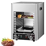 RoyceBee Kommerzieller Indoor-Broiler 1700 W – 10-Lagen-Grill | mit 10-Minuten-Timer und 800℃ Temperatureinstellung, Elektrischer Steakofen mit Blechen und Grillrosten und Griff
