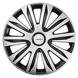 MICHELIN Radkappe MX-ABS 15 Zoll Universal Radzierblende 4er Set Fürs Auto ABS Kunststoff , Schwarz/Silber