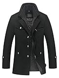 Lavnis Herren Warm Wollmantel Stehkragen Wintermantel Kurzmantel Winter Jacke Business Freizeit Style4 Black L