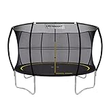 Ultrasport Garten Trampolin mit 366 cm Durchmesser, mit Elastik-Seilsystem statt Sprungfedern, kein Quietschen, belastbar bis 150 kg, Trampolin Komplettset, Farbe: schwarz