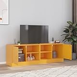 Youuihom TV-Schrank Senfgelb 2 Stück 67x39x44 cm Kaltgewalzter Stahl Lowboard mit Tür Robustes TV-Board für Wohnzimmer Schlafzimmer