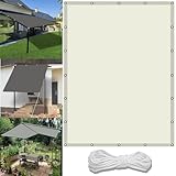 Sonnensegel, wasserdicht, rechteckig, 2,2 x 3 m, UV-Block, wetterbeständig, Überdachung für Pool, Terrasse, Gewächshaus, inklusive kostenlosem Seil und Ösen, grün/elfenbeinfarbenes Schattentuch