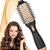 Bizcasa Warmluftbürste Ionic Föhnbürste, 100+Millionen Negative Ionen Für Alle Haartypen, One-Step Professionelles 4 in 1 Heißluftbürste für Trocknen, Glätten, Styler und Ionen Pflege (Gold)
