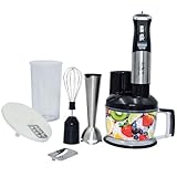 Elektrische Stabmixer,Edelstahl Stabmixer,Pürierstab,6 in1-700W Stabmixer Professioneller, Inklusive Schneebesen, Milchschäumer, zum Zerkleinern,Stampfen, Rühren, Mixen und Eis-Crushen (Stil 1)