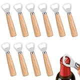 10 Stück Flaschenöffner Holz, Bieröffner Holzgriff Naturholz Kronkorkenöffner, Tragbare Personalisierter Bottle Opener, Kapselheber Geschenk für Küche Bar Männer