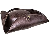 Boland 81940 - Hut Piratin Valerie, Lederoptik, Braun, Pirat, Seeräuber, Dreispitz, Kostüm, Karneval, Mottoparty