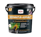 MEM Reparatur Asphalt zur Beseitigung von Fahrbahnschäden, Gebrauchsfertig, Einfach zu verarbeiten, Recyclebar, 10 kg, Schwarz