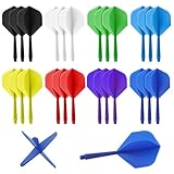 Bbtcxjs 24 STK Integrierte Dart Flights mit Schaft, Integriert Flüge & Schäfte System, Dart Zubehör Flights, mit 2BA Gewinde, Professionelles Dartzubehör(8 Farben)