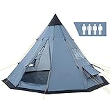 CampFeuer Tipi Zelt Spirit für 4 Personen | Grau | Indianerzelt für Camping, Wandern, 3000 mm Wassersäule | Firstzelt, Pyramidenzelt, Rundzelt | Gruppenzelt, Campingzelt, Familienzelt