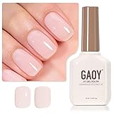 GAOY Sheer Light Pink Gel Nagellack, 16 ml Jelly Milky White Pfirsich Transparente Farbe 1352, UV LED Soak-Off Nagellack für Zuhause Maniküre, Milky Pink