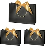 ZYNERY 3 Stück Geschenktüten mit Schleife, Geschenktüten aus Papier, Taschen mit Henkel für Feste, Veranstaltungen, Abschlusszeremonie, Hochzeiten (28 * 20 * 10cm)