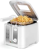 Aigostar Fritteuse mit öl, 1650W, Fritteuse 2.5L mit Sichtfenster, emperaturregelung, Kontrollleuchte, Weiß