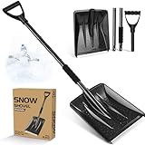 Schneeschaufel, 108cm Lange Schneeschieber Schiebekante mit Aluprofil, 4-Teiliges Abnehmbares Design, Einstellbare Tragbare Schneeschaufel Auto für Auffahrt, Camping, Schneemann Spielen