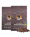 AFRO COFFEE Dark & Elegant I 2x 500g Premium Bio Kaffeebohnen Fairtrade I 100% Arabica Bohnen I Bohnenkaffee aus Äthiopien mit Noten von Bitterschokolade I handgepflückt, dunkel geröstet, säurearm