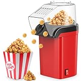 QEANY 1200w Popcornmaschine,Heißluft Popcorn Maker,Heißluft Popcorn Maker ohne Öl Fett,3 Minuten schnelles,One-Touch-Bedienung,für Zuhause Filme und Weihnachten Partys