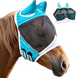 Pferde Fliegenmaske, Fliegenschutz Pferd Cob mit Ohrenschutz, Horse Fly Mask, Pferde Integral Fliegenmaske, Stretchy P-Ferde f-liegenmaske, Atmungsaktive Netz P-ferdemaske, für zur Abwehr von Mücken