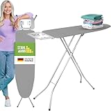 STAHLMANN ® Bügelbrett [105x30 Bügelfäche ] grau mit rutschfesten Füßen – robuster Bügeltisch – extra stabiles Bügelbrett [Made IN EU] – Tischbügelbrett