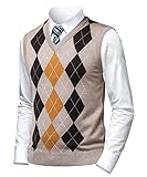 Herothorn Herren Business West Ärmellose Pullunder Slim Fit Strickweste Argyle V-Ausschnitt Pulloverwestee Herbst Winter Wollweste für Männer