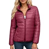 Generisch Steppjacke Damen Leicht Steppmantel Wintermantel Damen Schwarz Daunenjacken Winter Daunenmantel Puffer Jacke Frauen Zipper Winterjacke Outdoor Gefüttert Mantel Pufferjacke Damenwinterjacke