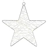 Ideen mit Herz Deko-Stern aus Draht | umwickelt mit LED Draht-Lichterkette | batteriebetrieben | Timer-Funktion: 6 Stunden AN | 18 Stunden AUS | warmweiß | ideal als Weihnachts-Deko (Ø24cm)