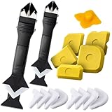 Silikonentferner, Silikon Abzieher Werkzeug Set (16-teilig) Auswechselbar Silikonpads Fugenglätter, Silikonabzieher, Silikonschaber, Fugenmesser