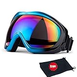 JTENG Skibrille Schutzbrille Motocross Goggle Sportbrille Schneebrille Wintersport Brille Winddicht Staubschutz Fliegerbrille Snowboardbrille Schneebrille Skibrille (902, Blu)