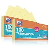 Oxford Trennstreifen, aus Karton, gelocht, 190 g/m², gelb, 200 Stück