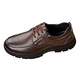 Mokassin Herren Businessschuhe Leder Weiche Sohle Atmungsaktiv Bequeme Freizeitschuhe Einfarbig rutschfeste Bequeme Lederschuhe Outdoor Business Loafer Mit Schnürsenkel 39-44