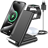 3 in 1 Kabelloses Ladegerät, Induktive Ladestation für iPhone 17 16 Pro Max/15 14 13 12 11 Serie/17 Air/16e/XS, Schnelles Ladeständer für Apple Watch Ultra 11 10 9 8 7 6 SE 5 4 3 und Air-Pods Pro 3/4