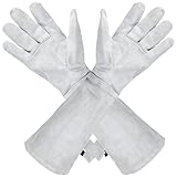 SparklWLeaf Lange Gartenhandschuhe Lange, dornensichere Gartenhandschuhe, Lederhandschuhe for Beschneiden von Rosenpflanzen mit Manschette, Unterarmschutz(1pair)