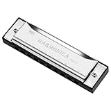 OFFCUP Mundharmonika, 10 Löcher Mundharmonika Chromatic Mundharmonika Kinder Harmonika AnfäNger Mundharmonika C-Dur Mundharmonika mit Aufbewahrungstasche, Musikgeschenk für Kinder und Anfänger -Silber