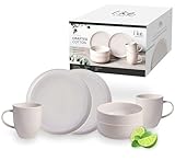 like. by Villeroy & Boch – Crafted Cotton Frühstücks-Set 6 teilig Weiß, Spülmaschinenfest, Mikrowellensicher, Geschirr Set, Geschirrset, Service mit Frühstückstellern, Pottery-Look, Premium Porzellan