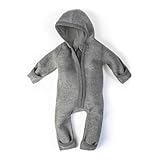 Ehrenkind® WALKOVERALL | Baby Wollwalk-Overalls aus Natur Schurwolle mit Reißverschluss | Walk Wolle Woll-Anzug für Kleinkind und Baby Grau Gr. 74/80