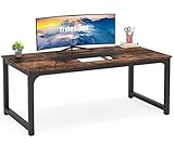 Tribesigns Schreibtisch Computertisch, 180 x 90 x 77 cm, PC Tisch Bürotisch Arbeitstisch Esstisch Büro-Möbel Computertisch Konferenztisch für Home Office zu Hause Schreibtische, Rustikales Braun