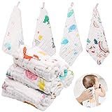 ABirdon 10 Stück Baby Musselin Waschlappen, 30x30cm Mulltücher Bio-Baumwolle Weiche Baby Handtücher, Gesicht Handtuch, Mehrzweck Gesichtstüche für Jungen und Mädchen