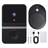 Sporgo Video Türklingel: 1080P WLAN Videotürklingel mit Kamera Kabellos, 2,4G WiFi Video Doorbell Sicherheitskamera mit HD Infrarot-Nachtsicht/2-Wege-Audio/Chime/Unterstützt SD&Cloud-Speicher