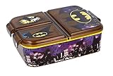 Theonoi Kinder Brotdose Lunchbox Sandwichbox - Brotdose Kinder Lunchbox mit Fächern - Brotbox mit Unterteilung - Brotdose Kindergarten - Kinder Brotdose aus Kunststoff BPA frei (Batman)