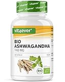 Bio Ashwagandha - 365 Kapseln - Hochdosiert mit 1950mg je Tagesportion - Echte indische Schlafbeere - Laborgeprüft - Vegan