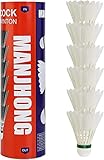 MANJHONG Federball Badminton Bälle Gänsefeder Federbälle Shuttlecocks Naturfederbälle für Outdoor Spiele, 6er Weiss