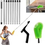 Roadtime 390cm Dachrinnenreiniger und Reinigungslöffel Schaufel 2 in 1,Dachrinnenbürste mit 9Pcs Teleskopstiel,Tachrinnenreiniger Leicht zu Zerlegen,für Reinigen von Blättern Fenstern Kronleuchtern