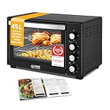 TZS First Austria Minibackofen I Umluft I 45L I Premium-X Coating (Antihaftbeschichtung) I Auftauen&Warmhalten I Rezeptheft I Backofen Pizzaofen Grill