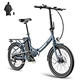 Fafrees E Bike Klapprad, 20 Zoll Electric Fahrrad für Herren/Damen Bis 25 km/h mit 36V 14.5AH abnehmbarem Akku 250W Motorund, E-Citybike mit Shimano 7S Gängen, F20 Light Blau