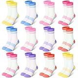LAETBBE 12 Paar Mädchen Socken Kinder Kindersocken Schulkind Socken Mädchen Sneakersocken 2-14 Jahre.