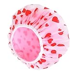 Ymapinc Duschhaube,Wasserdichte Duschhaube Damen mit Frotteefutter Große Badehaube Damen Wiederverwendbare Shower Cap Rosa Haarhaube Elastische Haar Haube für Langes Dickes Haar Spa Salon